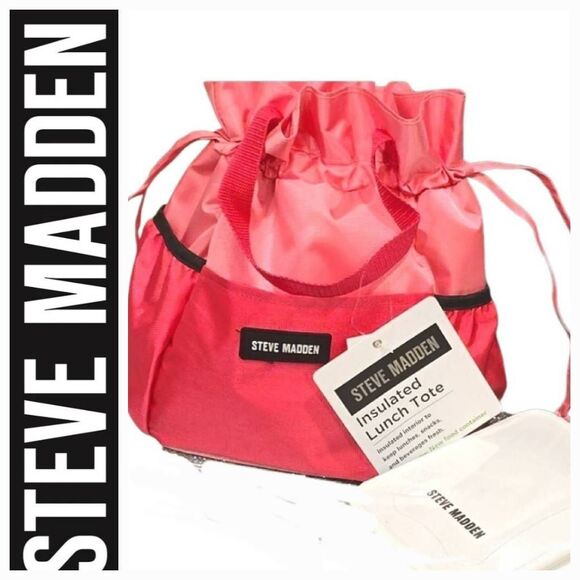 Steve Madden 9" Cinch Insulated Lunch Tote w/Container- Pink - Picture 1 of 10